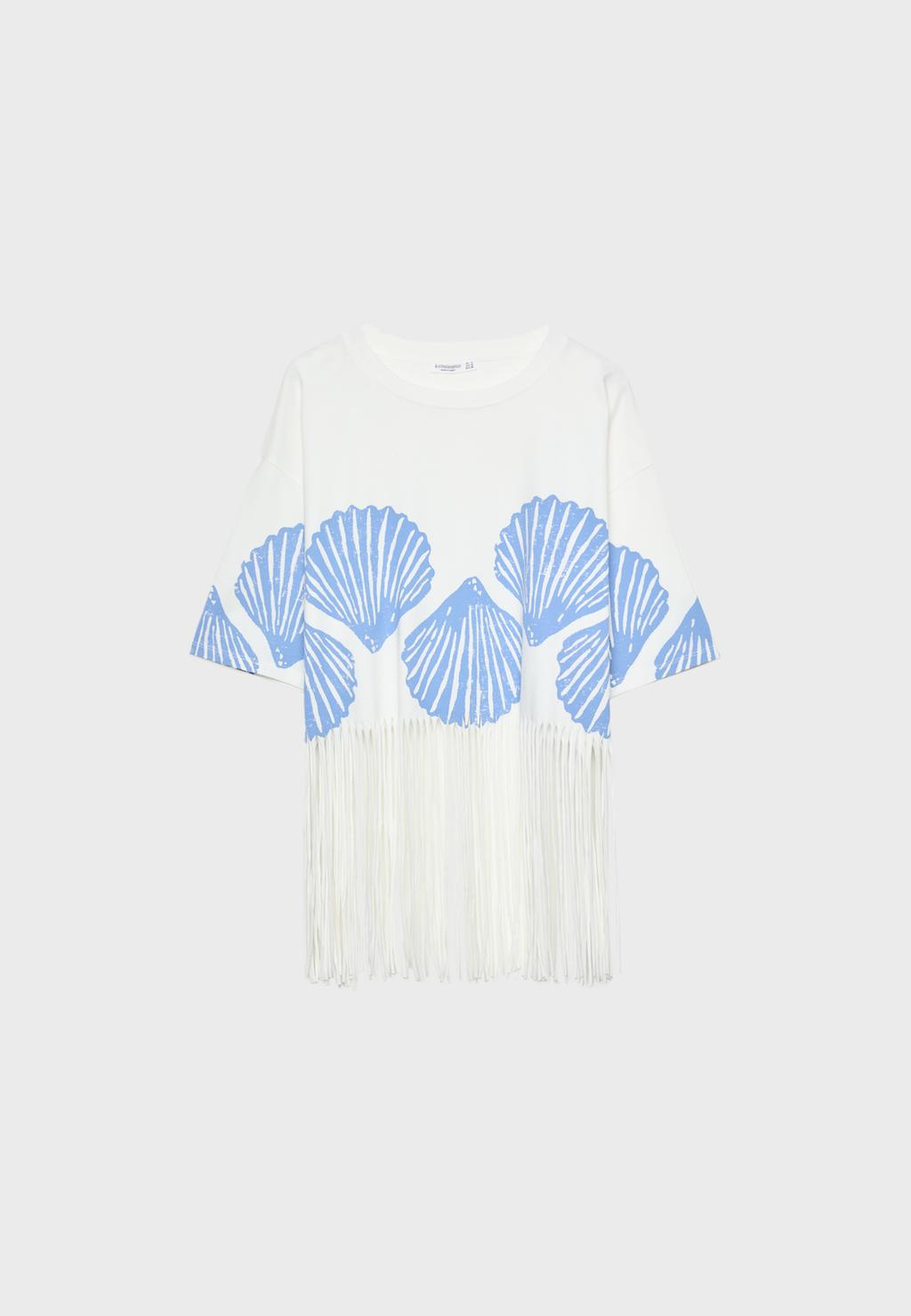 T-shirt à franges et coquillages