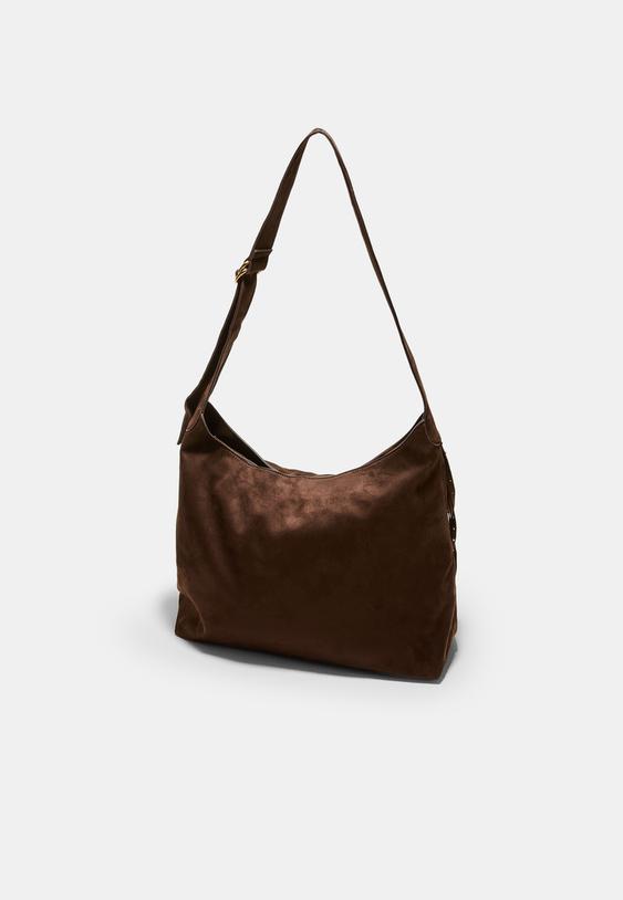 Stradivarius Sac Porté Épaule Toucher Doux Détail Franges Marron Os