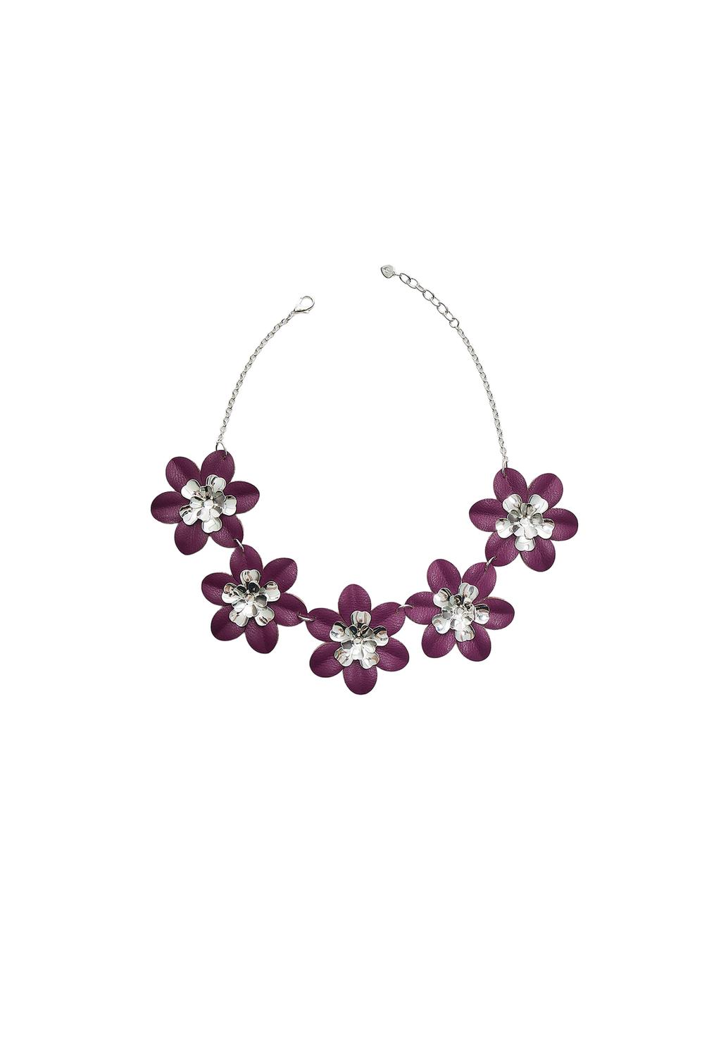 Collar flores efecto piel combinado