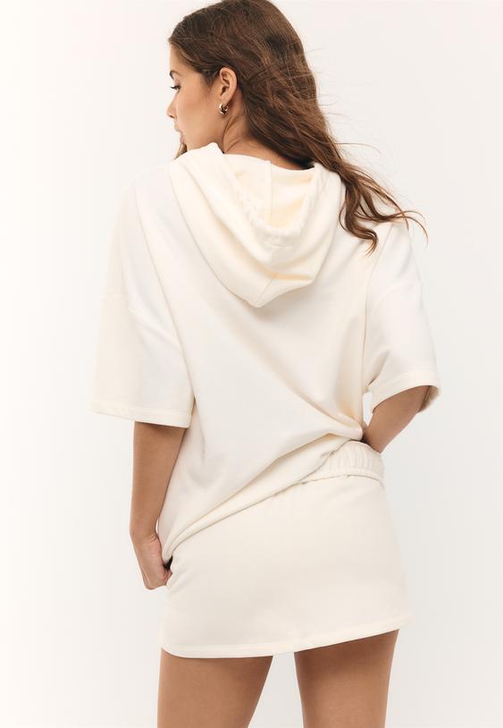 Stradivarius Fleece Mini Skirt Ecru M