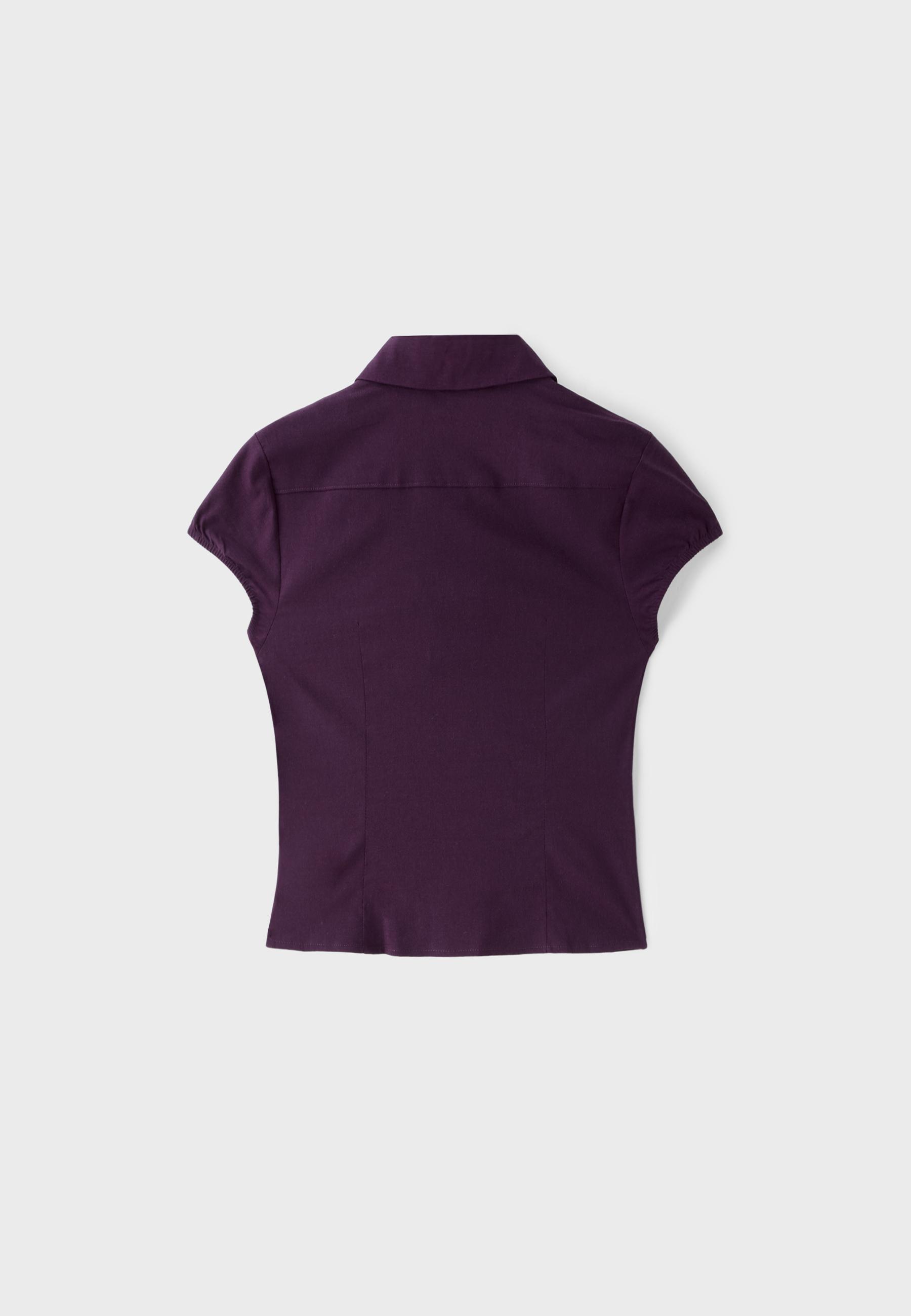 Cut-out short sleeve shirt — Purple