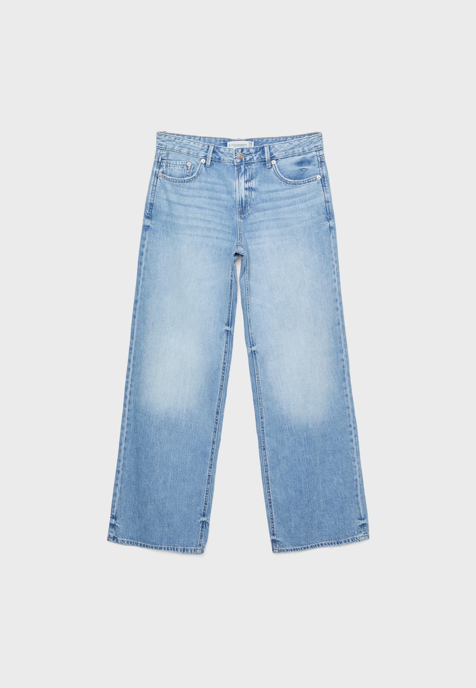 ★SATUR★ Rain Wide Straight Denim Pants Union Washed Blue Washed Denim Straight Leg Pant in Light indigo Blue | LAPOINTE