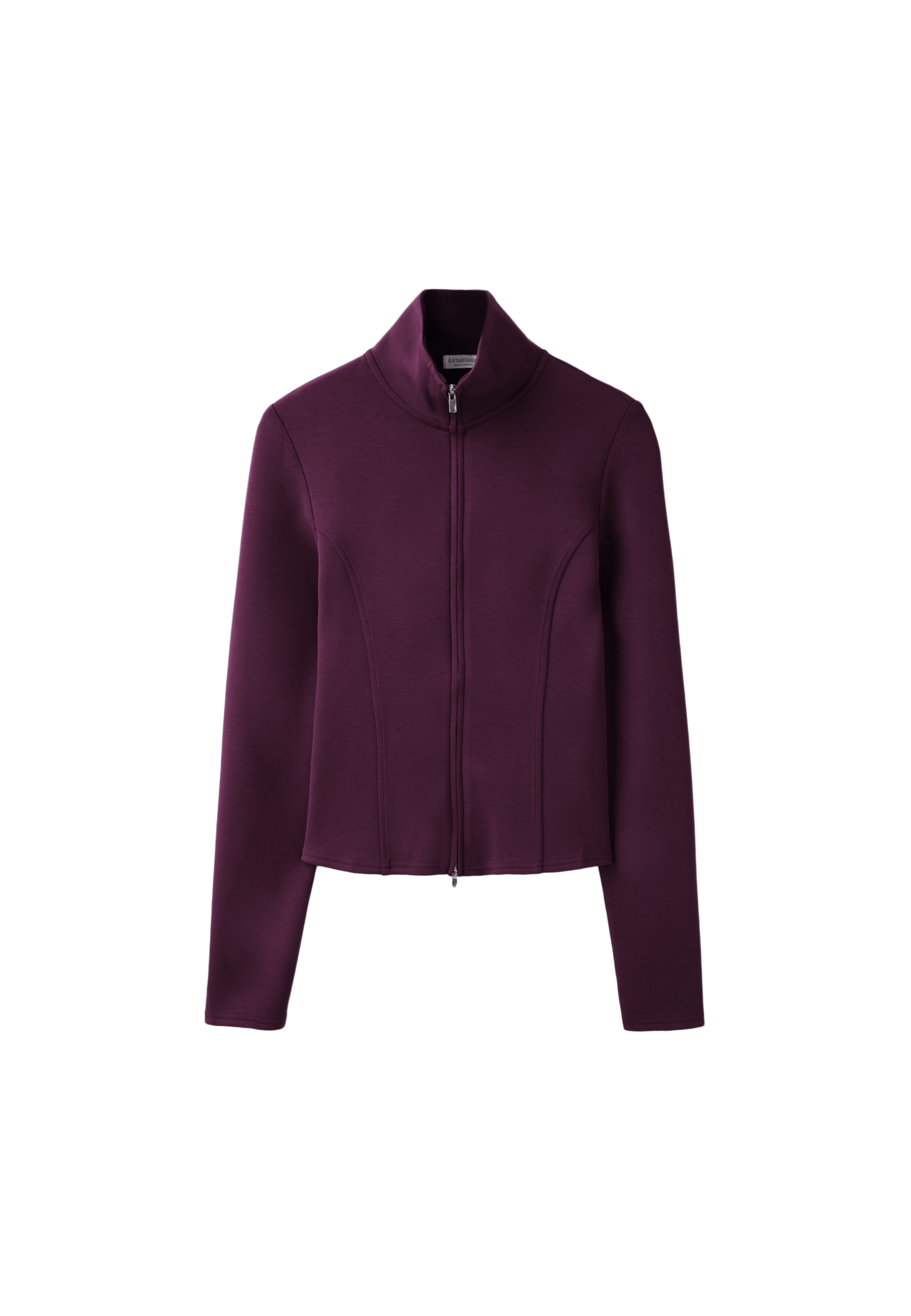 Soft-touch fitted zip-up sweatshirt — Dark purple