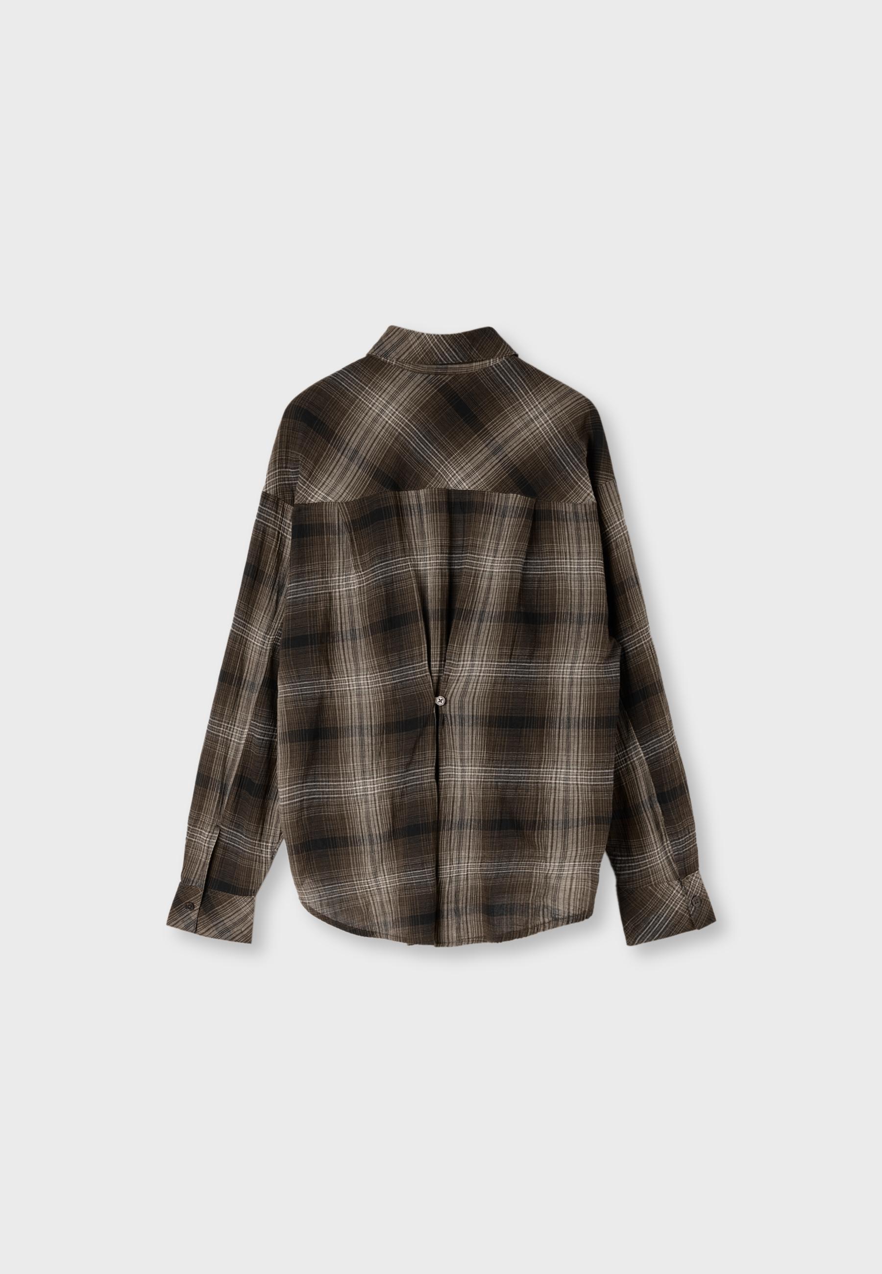 Adjustable regular-fit shirt — Brown