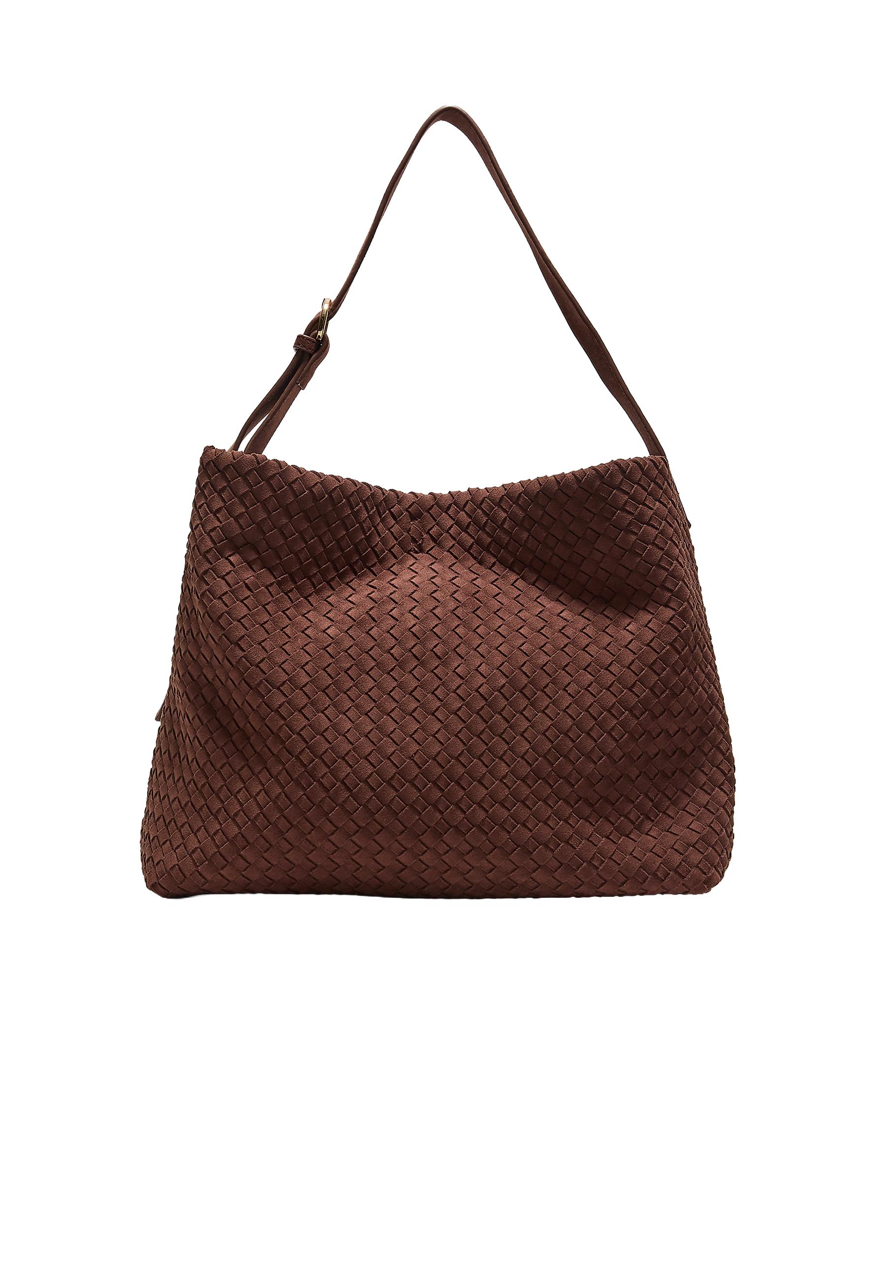 Braided shoulder bag — Brown