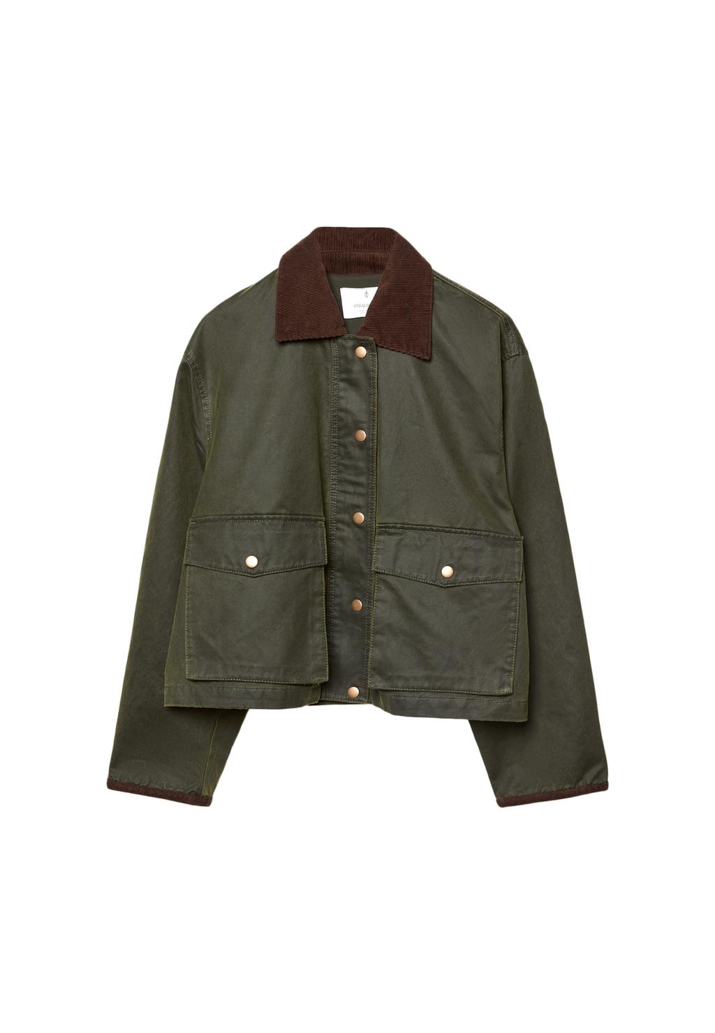 Parka corta combinada encerada