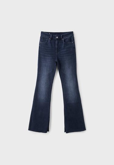 D74 bell bottom jeans with split — LIGHT GREY DENIM WASH 8