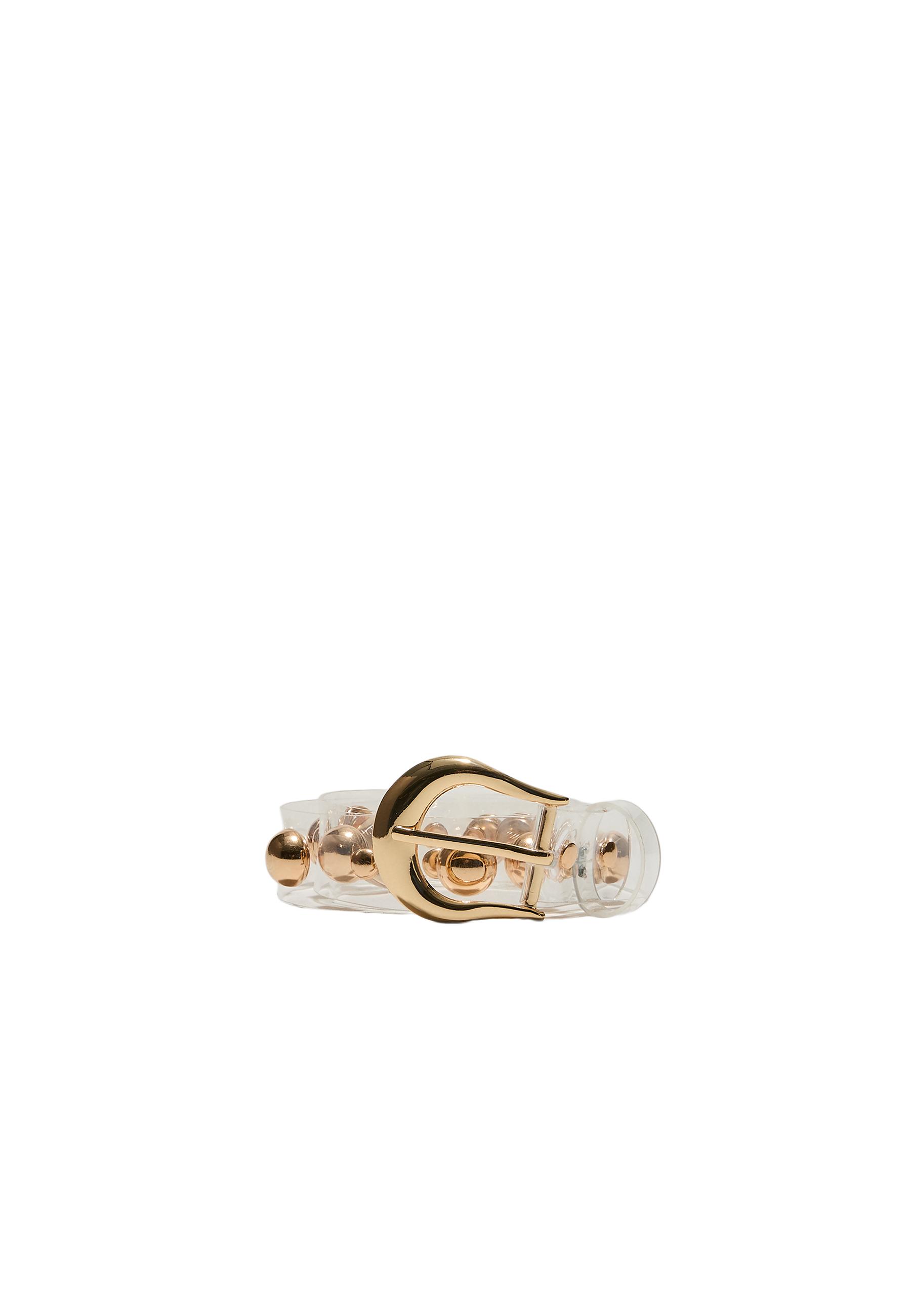Transparent belt with round studs — Gold