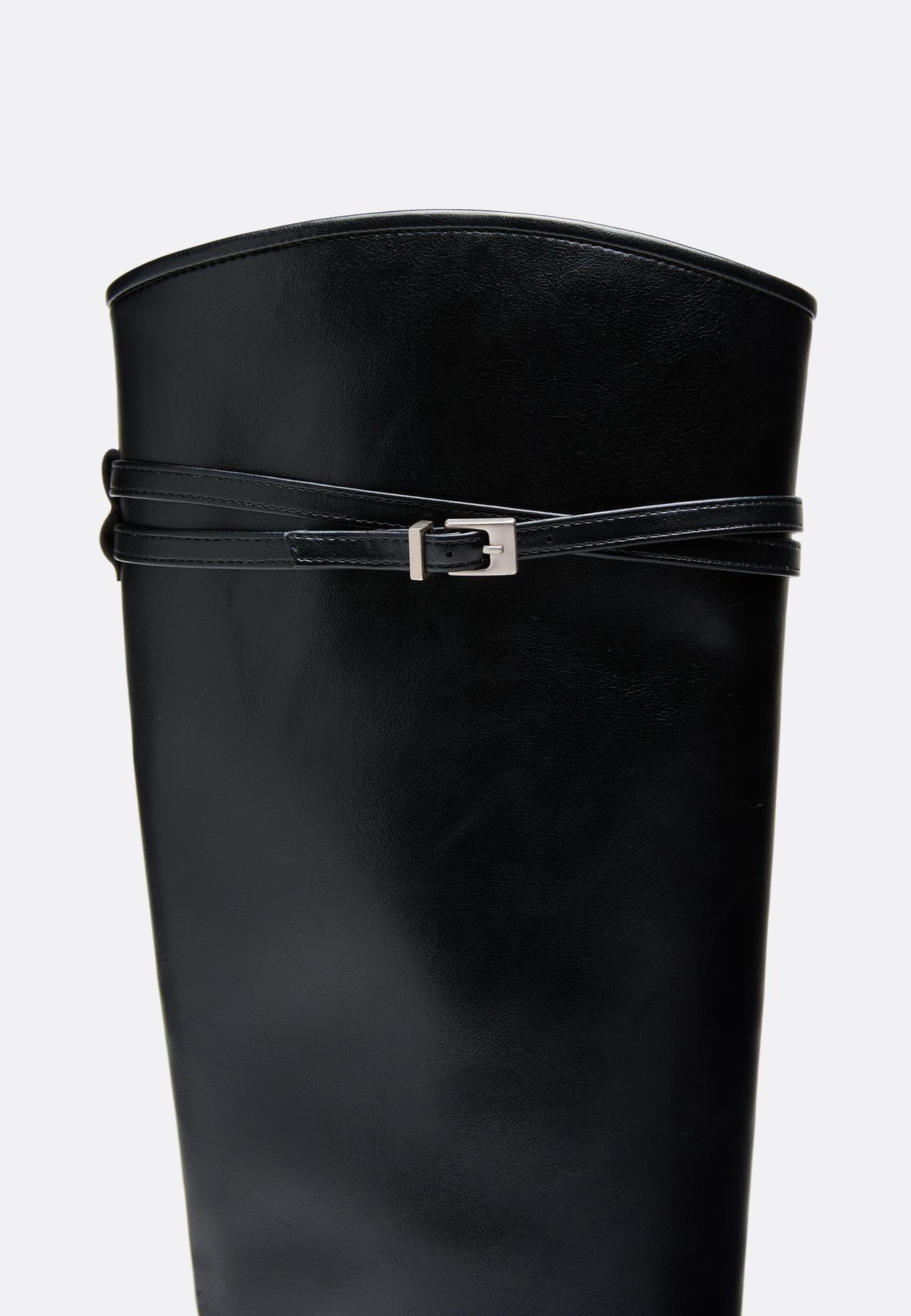 Wide-leg flat equestrian boots — BLACK 