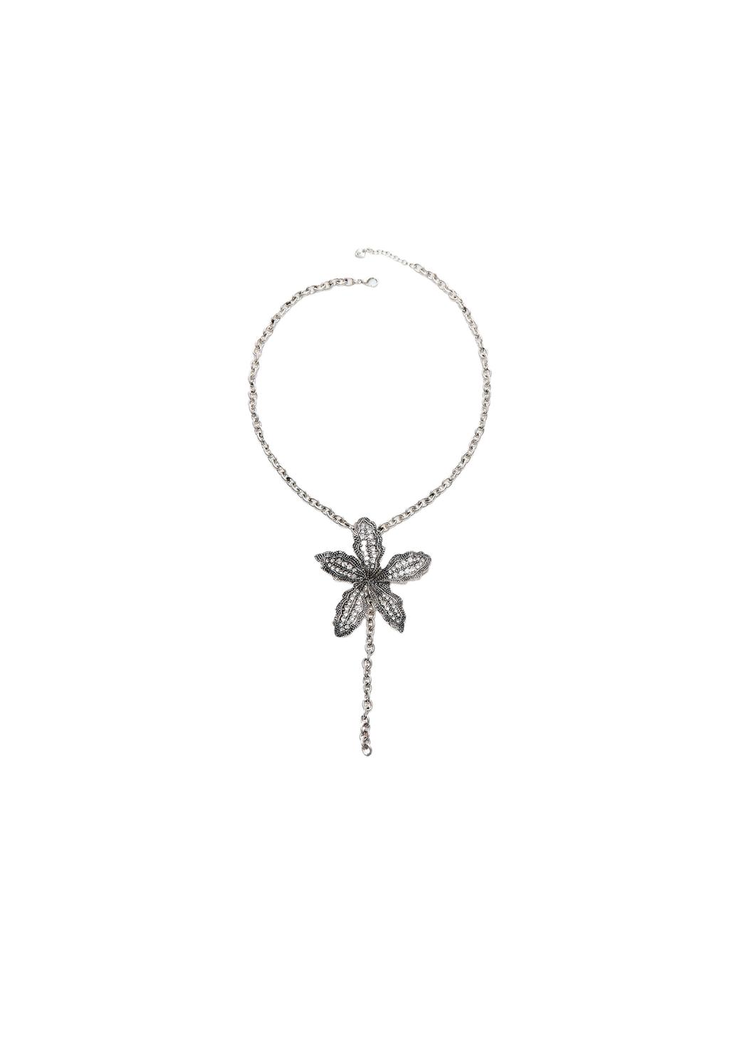 Collar flor brillos