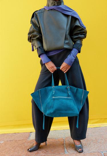 Shopper bag with zips — Teal 4