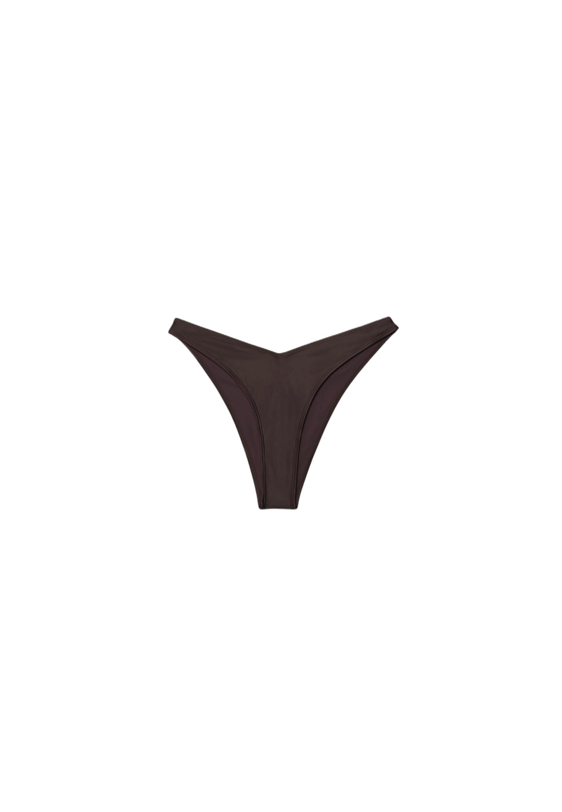 Basic sateen Brazilian bikini briefs — Brown
