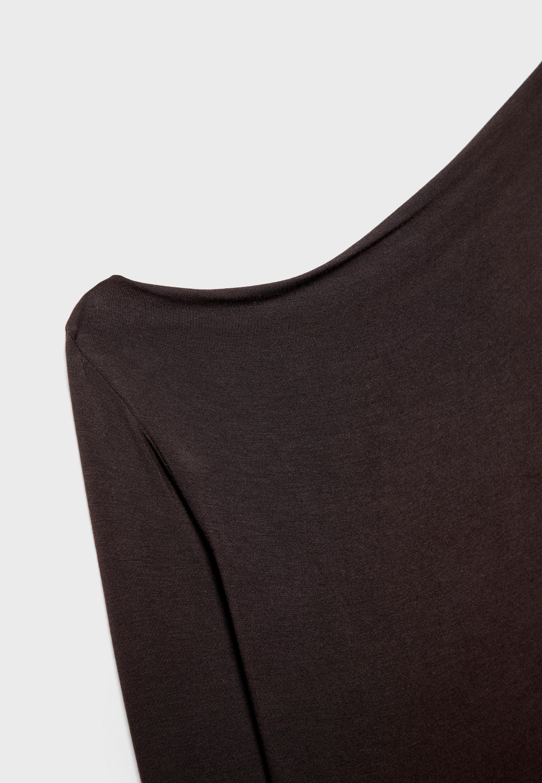 Asymmetrical neckline top — Brown
