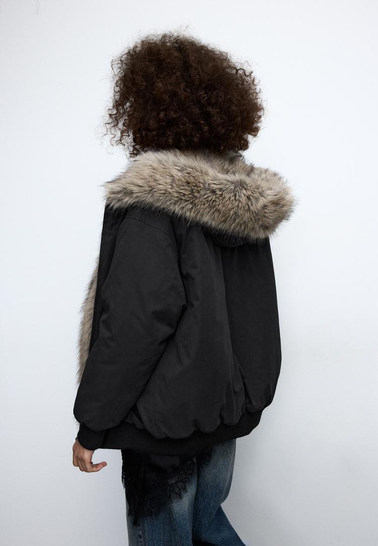 blouson bomber matelass%C3%A9 %C3%A0 capuche fausse