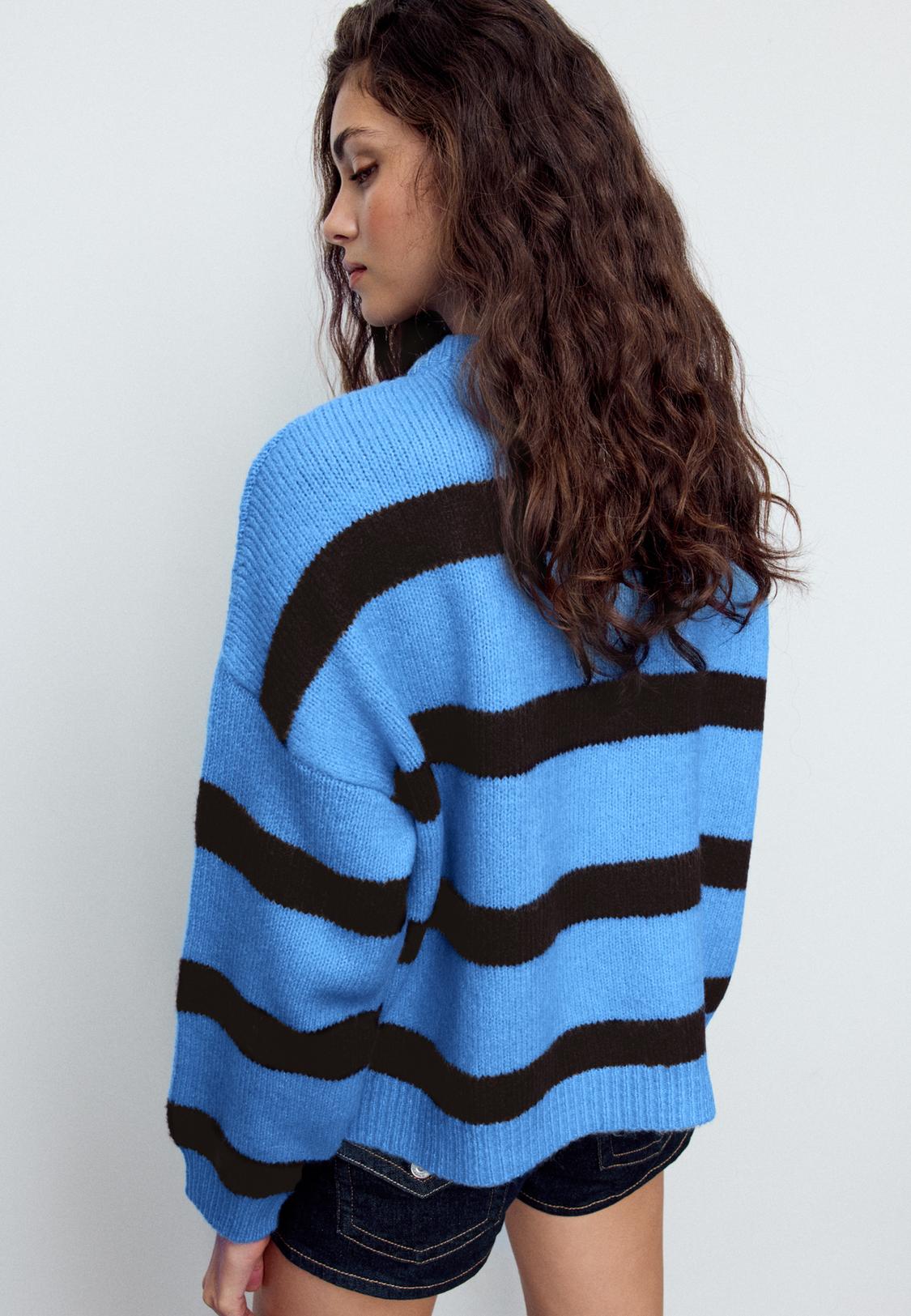 Robe Pull Fille A-Line NEXT - Bleu Rayé, Col Rond, Manches Longues - Taille 5 Ans