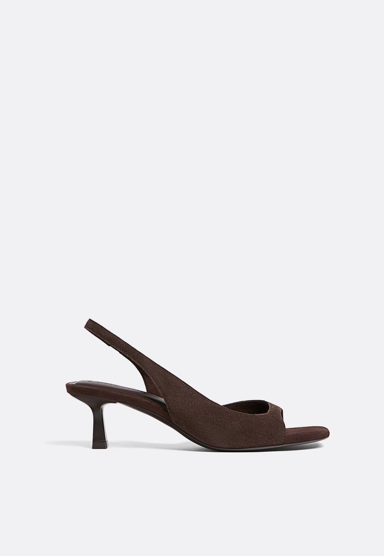 sandali con tacco in pelle