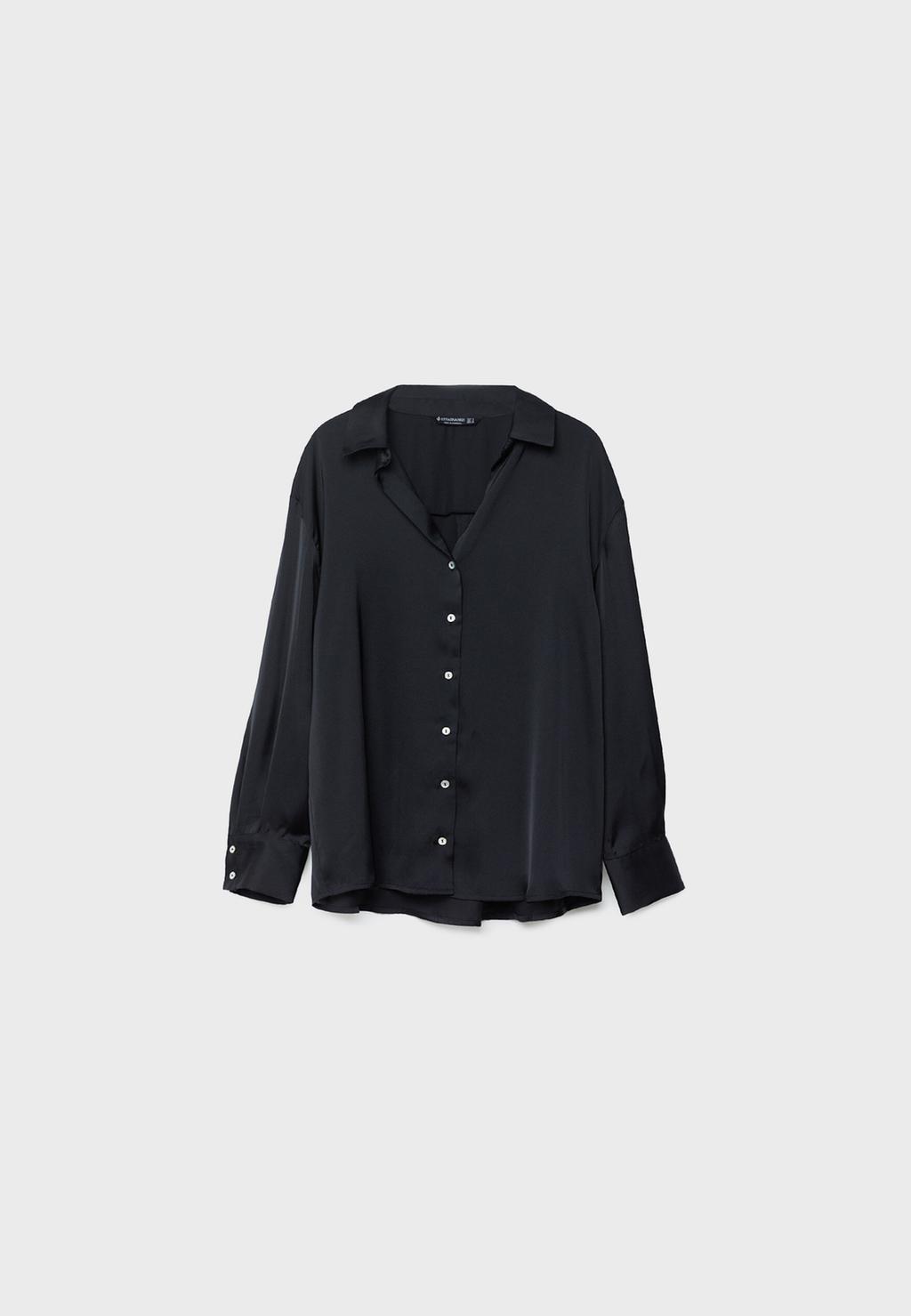 Camisa satén cuello solapa