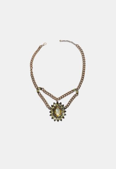 Jewelled chain necklace — Khaki 6