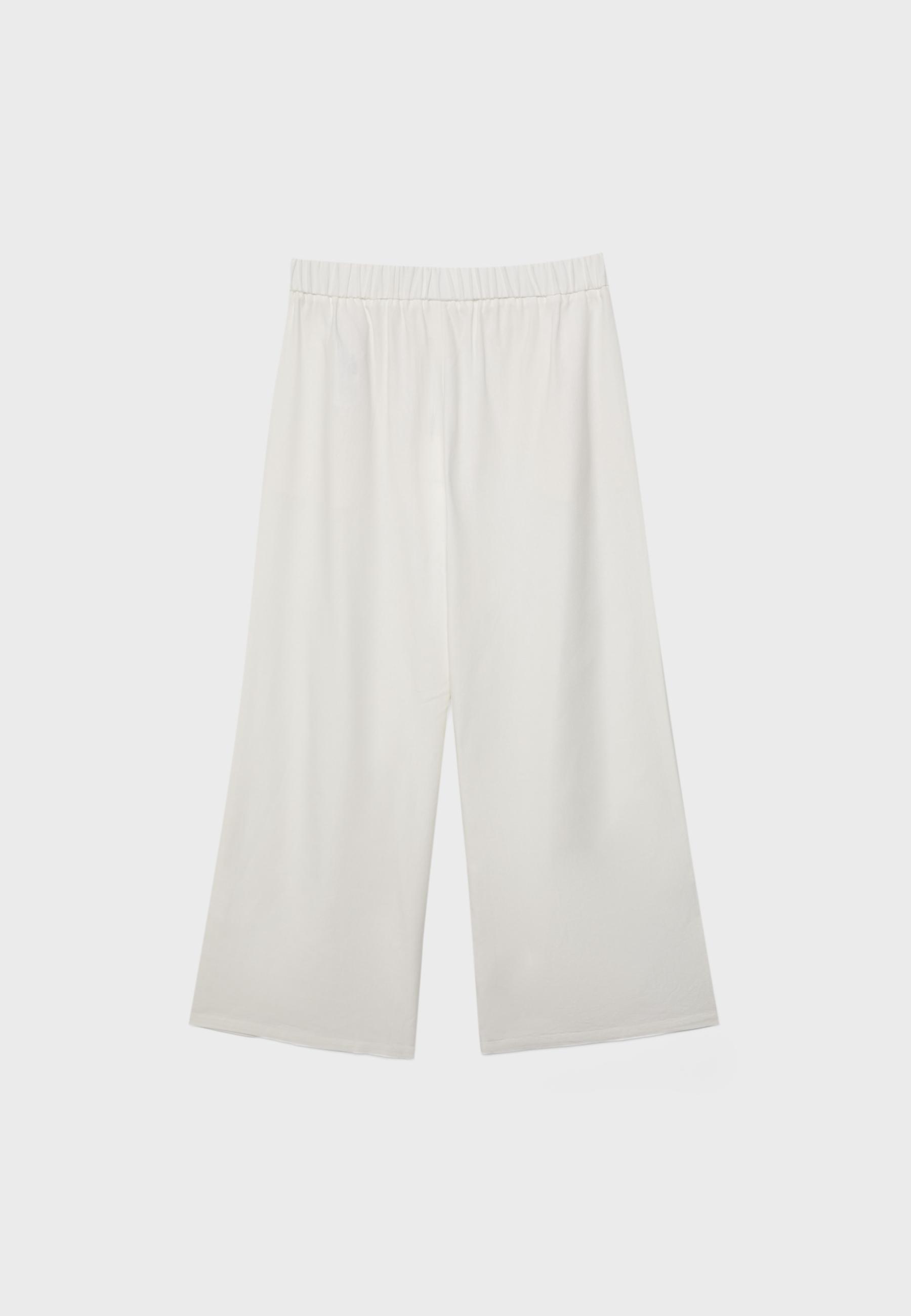 Keten görünümlü culotte pantolon - Görsel 8
