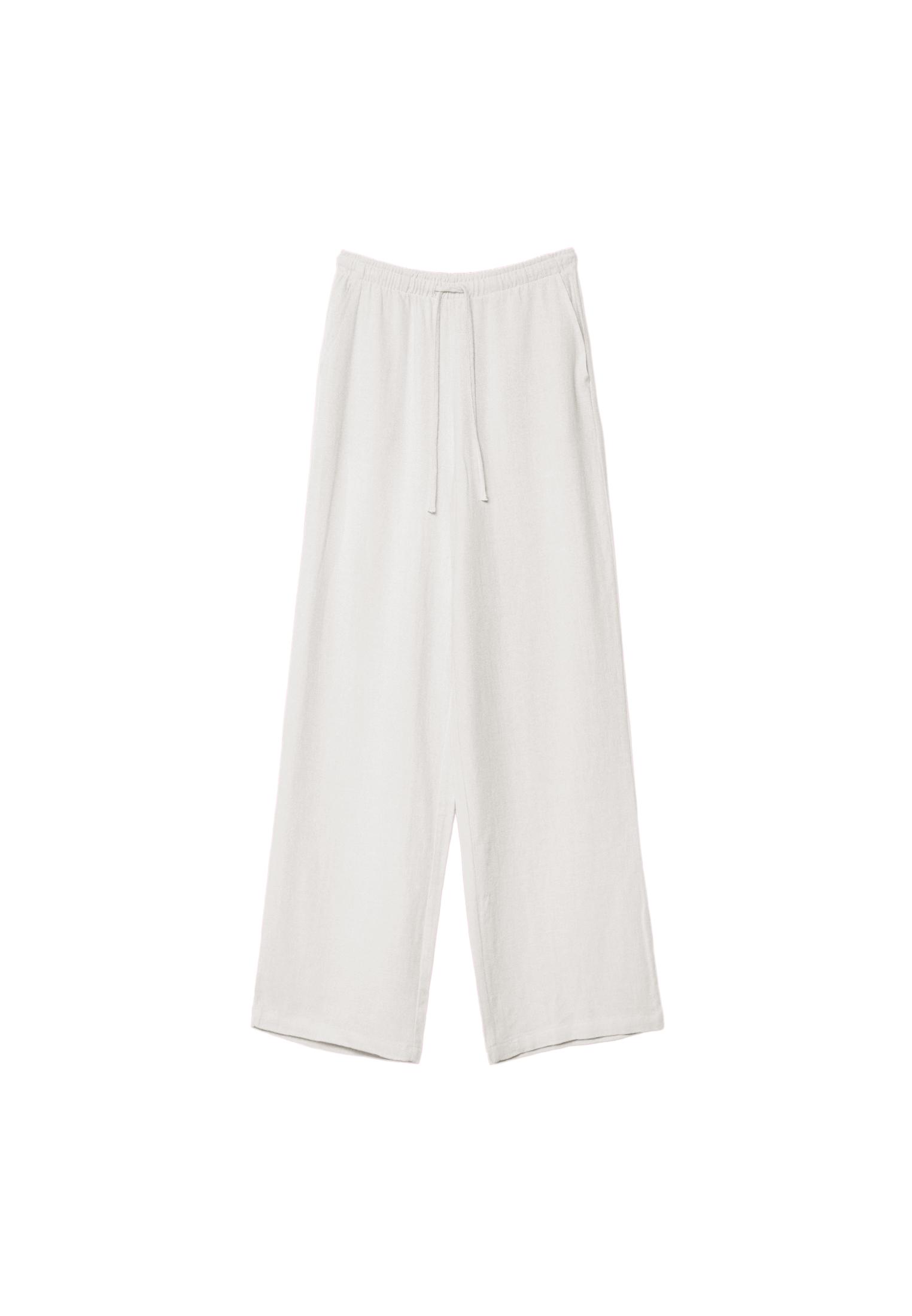 Straight-leg linen-look trousers — Ecru