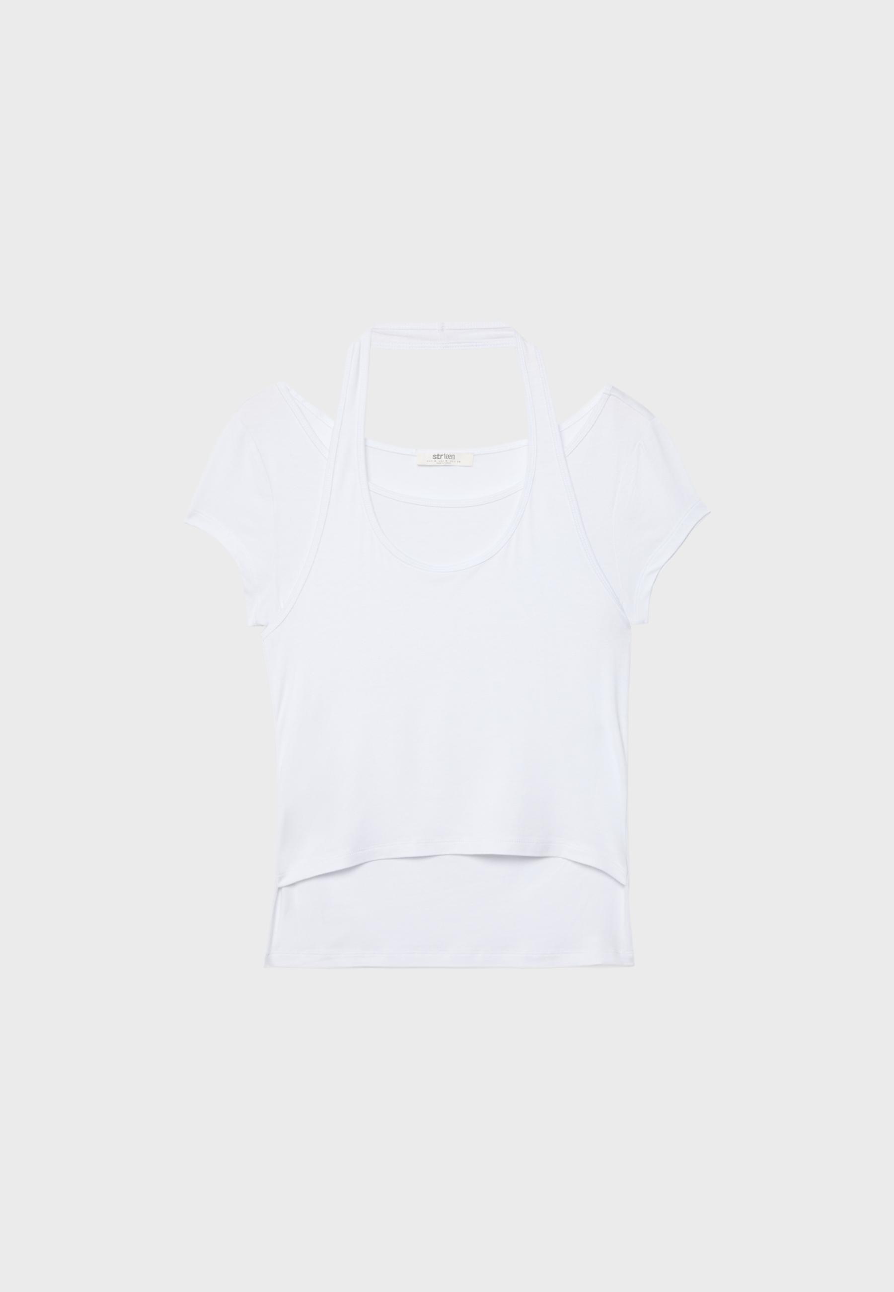 Double-layer short sleeve T-shirt — White