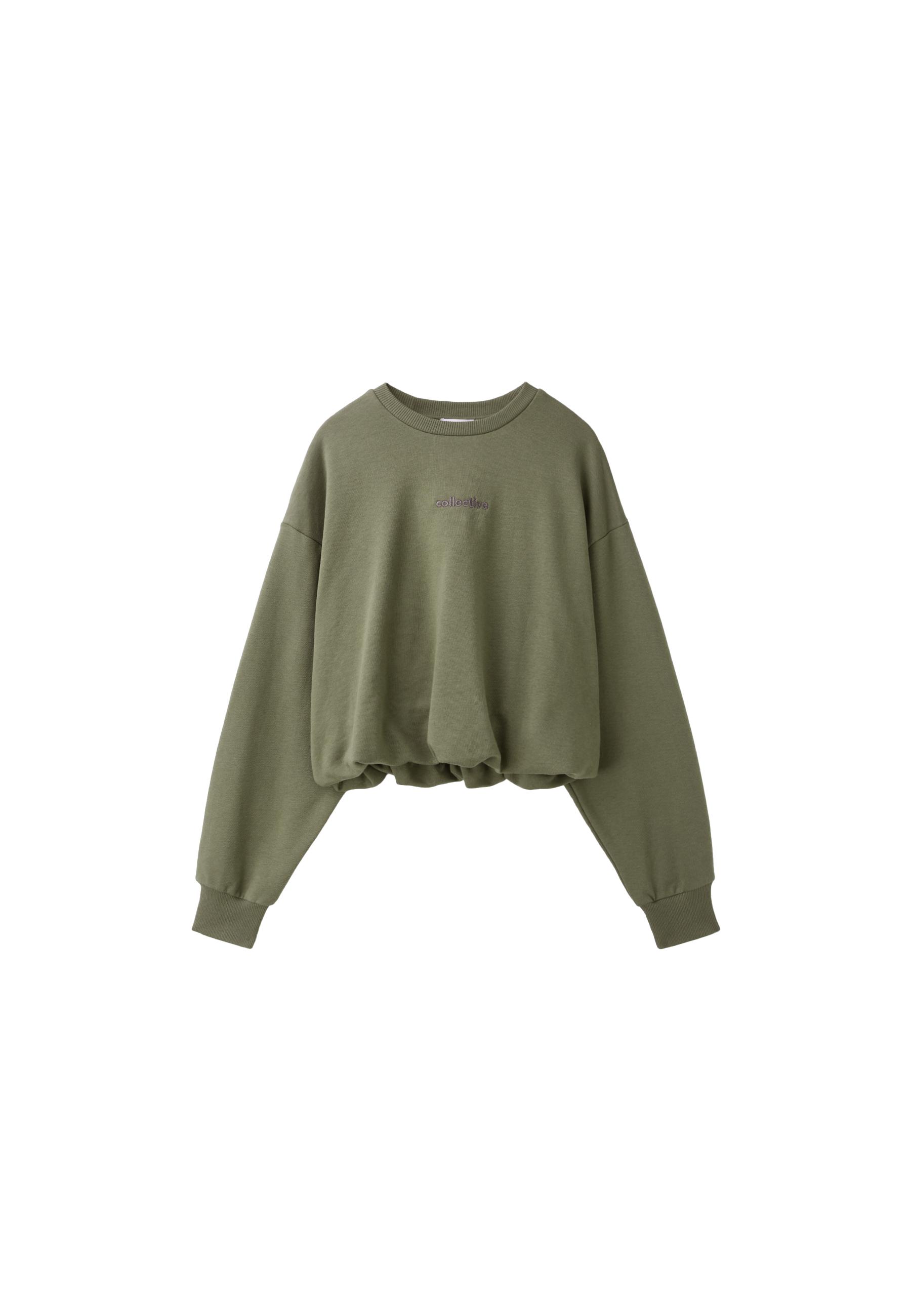 Balloon-hem cropped sweatshirt — Khaki