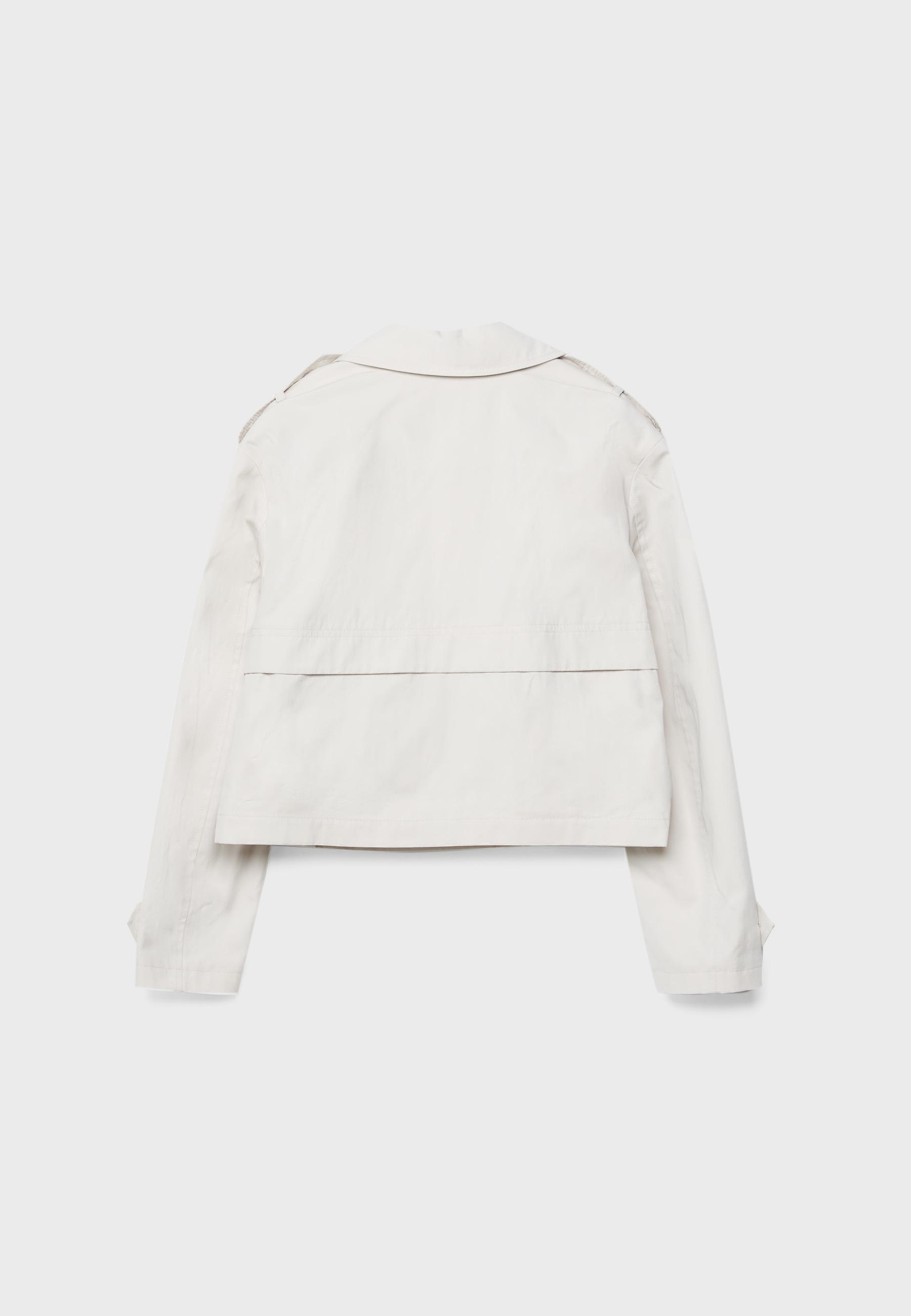 Short double-breasted trench coat — Stone