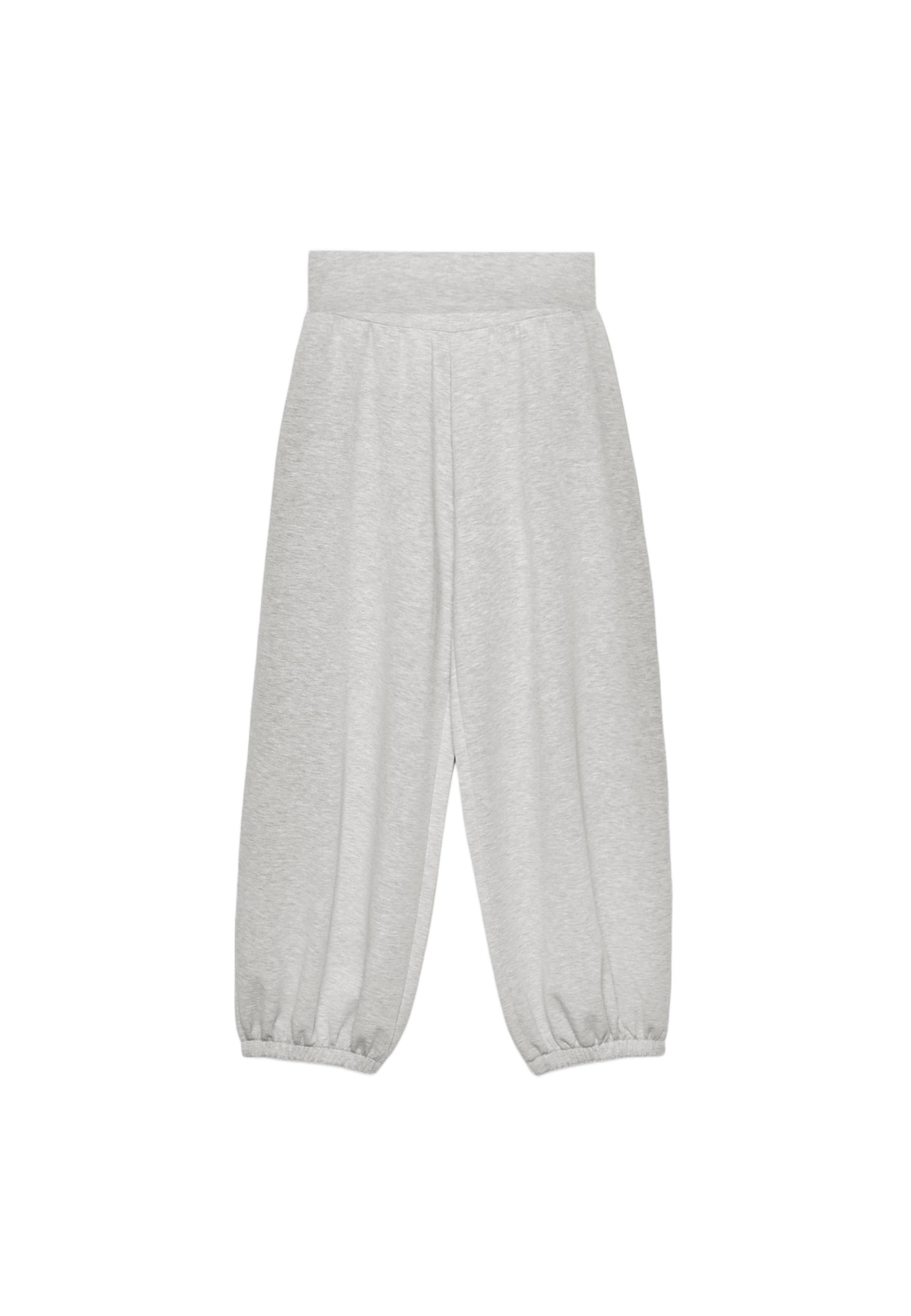 Soft-touch balloon jogger trousers with turn-up waist — Grey melange