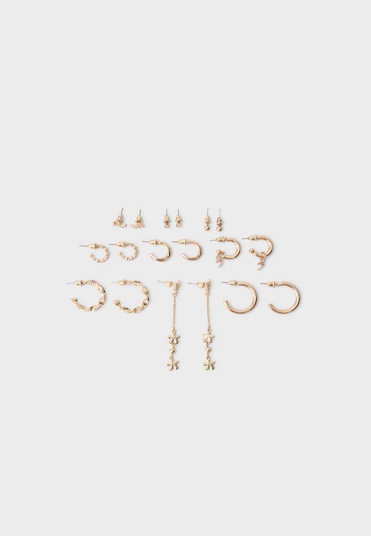 Set of 9 butterfly earrings — Gold