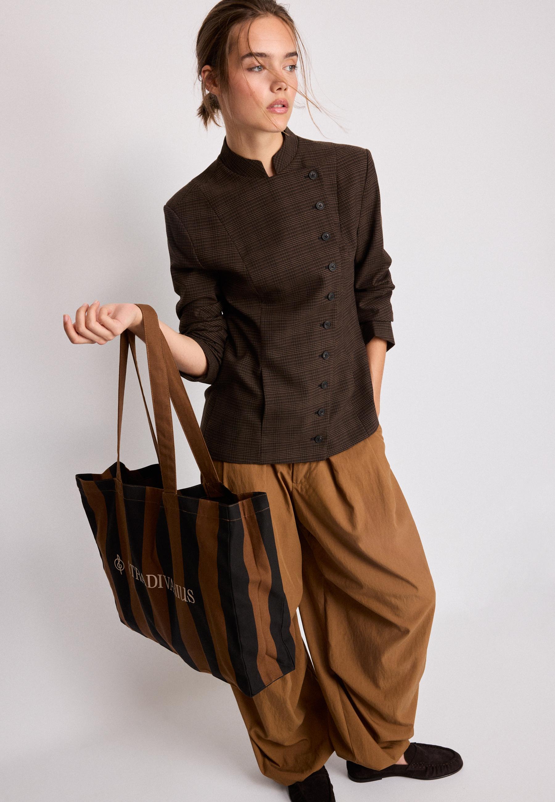 Striped tote bag — Brown