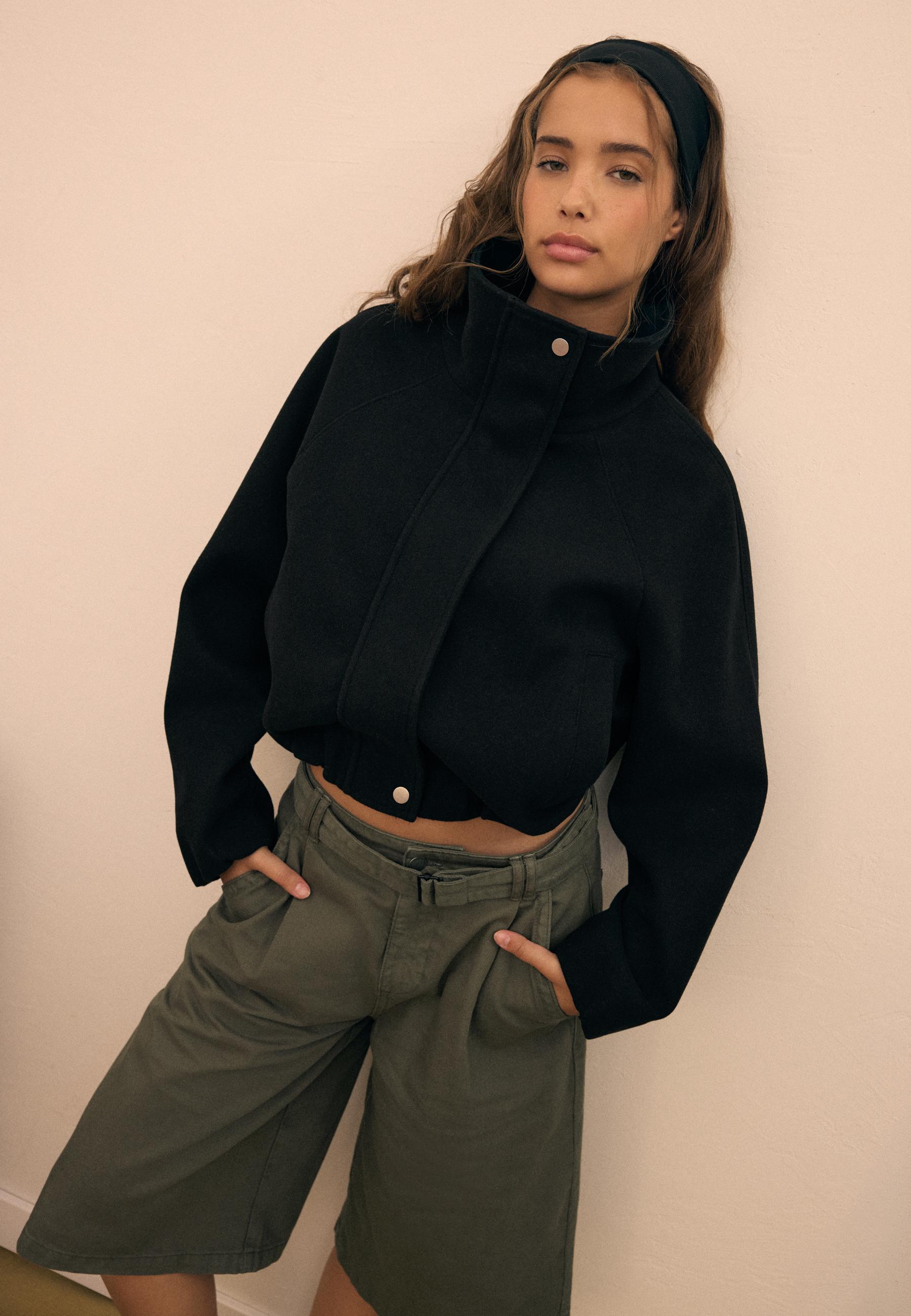 Soft-touch bomber jacket — Black