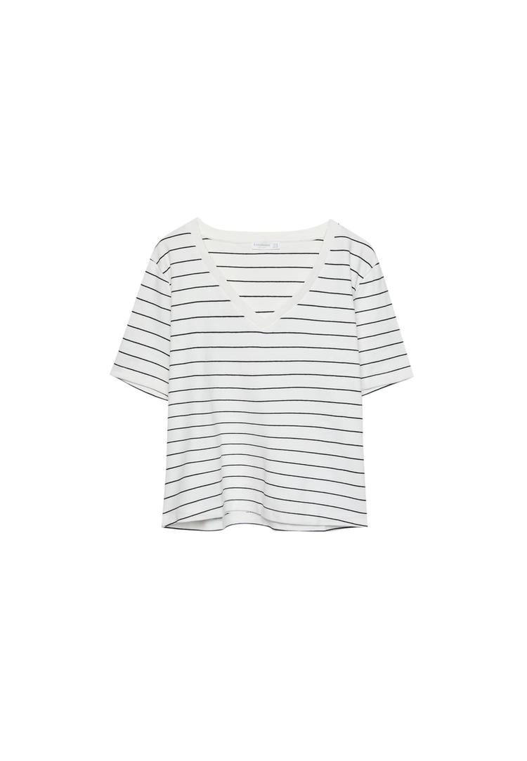 Basic regular fit çizgili kalın t-shirt_6