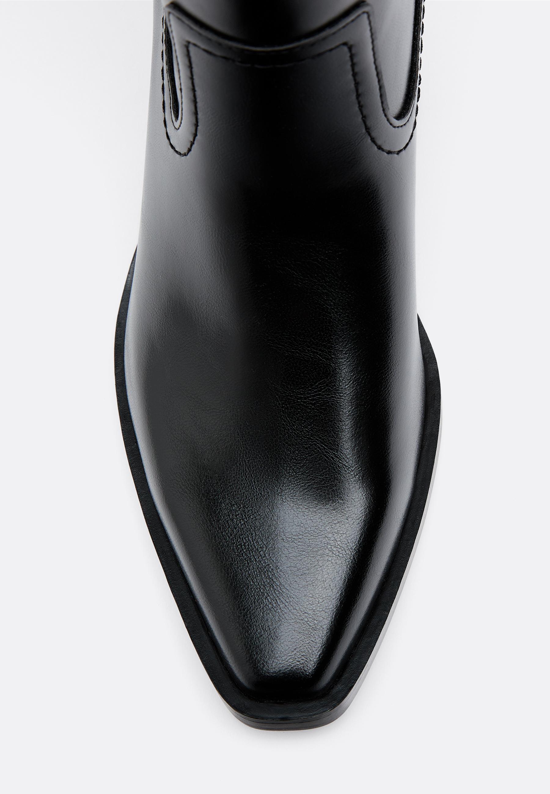Black plain shaft cow boots — BLACK