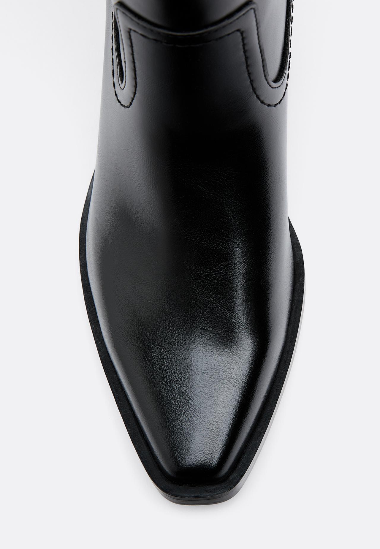 Plain cowboy heeled boots — BLACK 