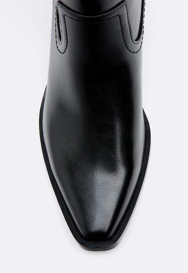 Plain cowboy heeled boots — BLACK  4