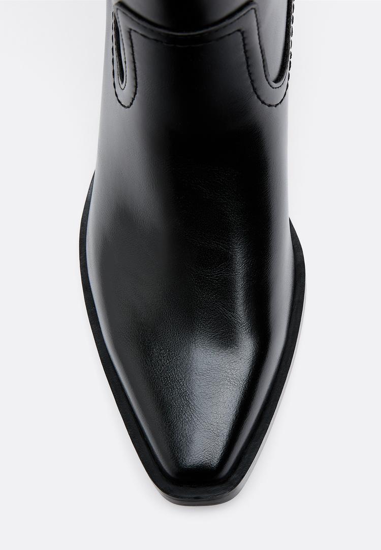 botas cow cana lisa negras