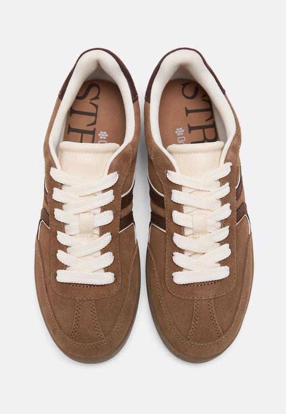 Stradivarius S011 Retro Leather Trainers Brown 6