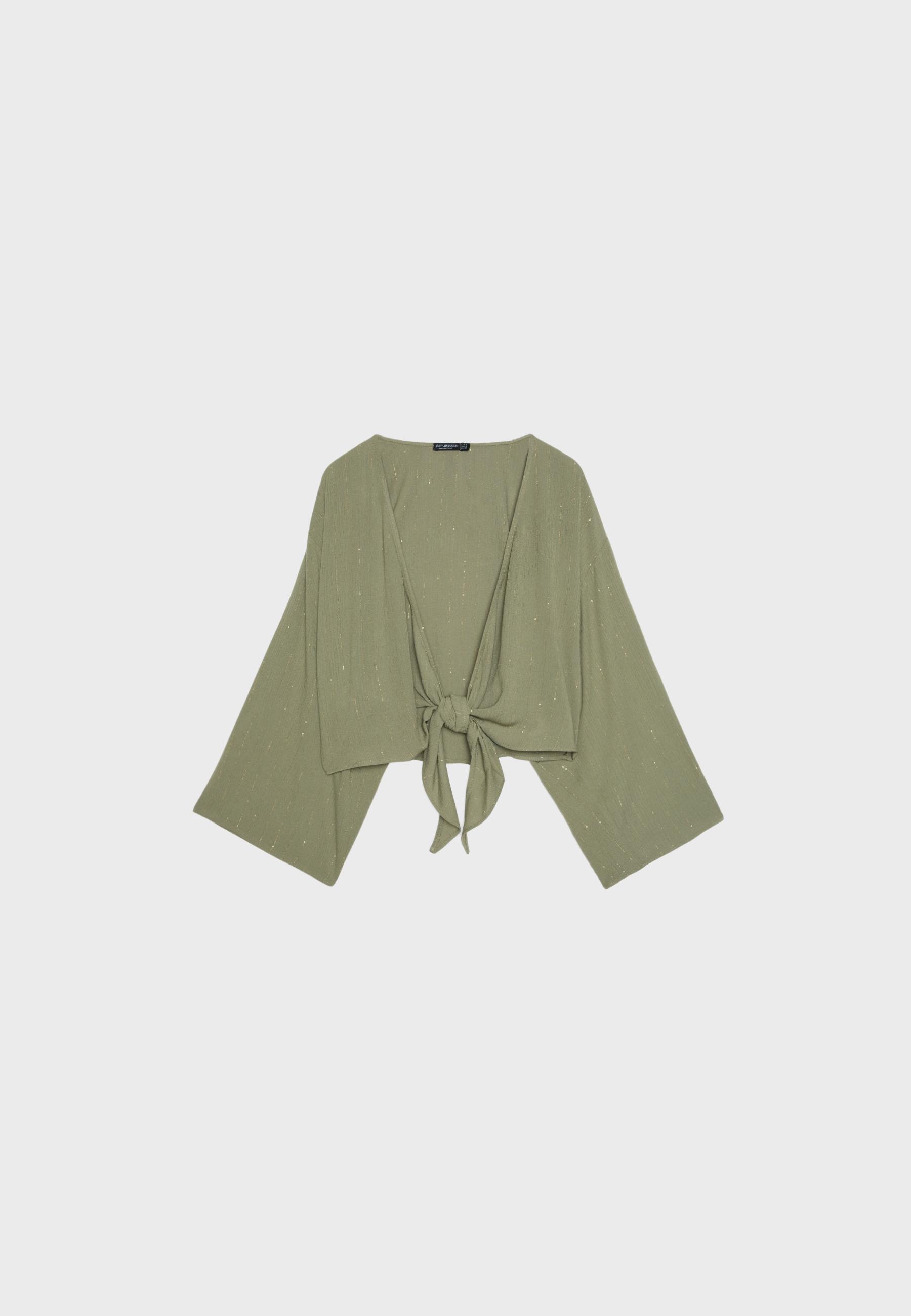 Flowing open blouse — Khaki