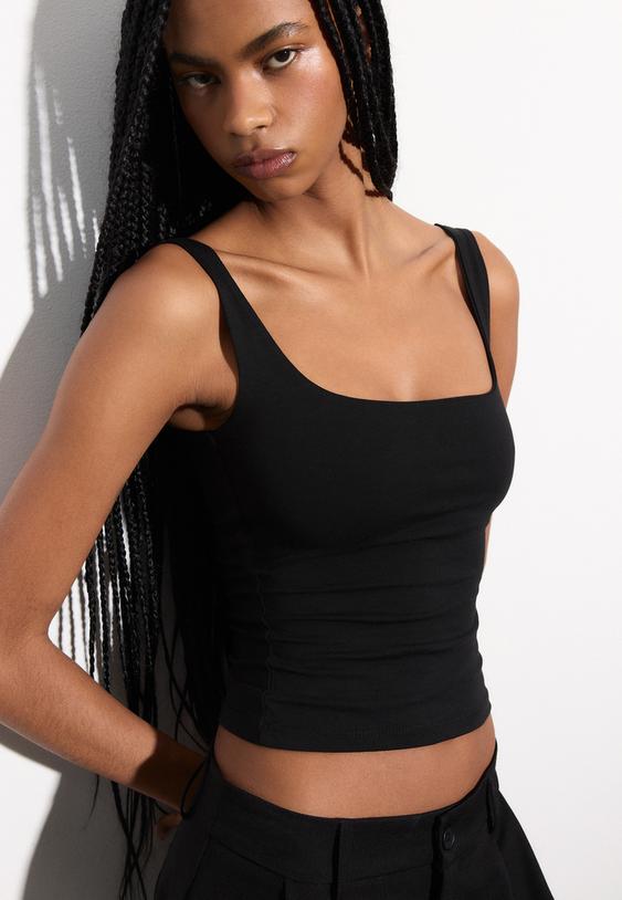 Stradivarius Débardeur À Larges Bretelles Noir Xl