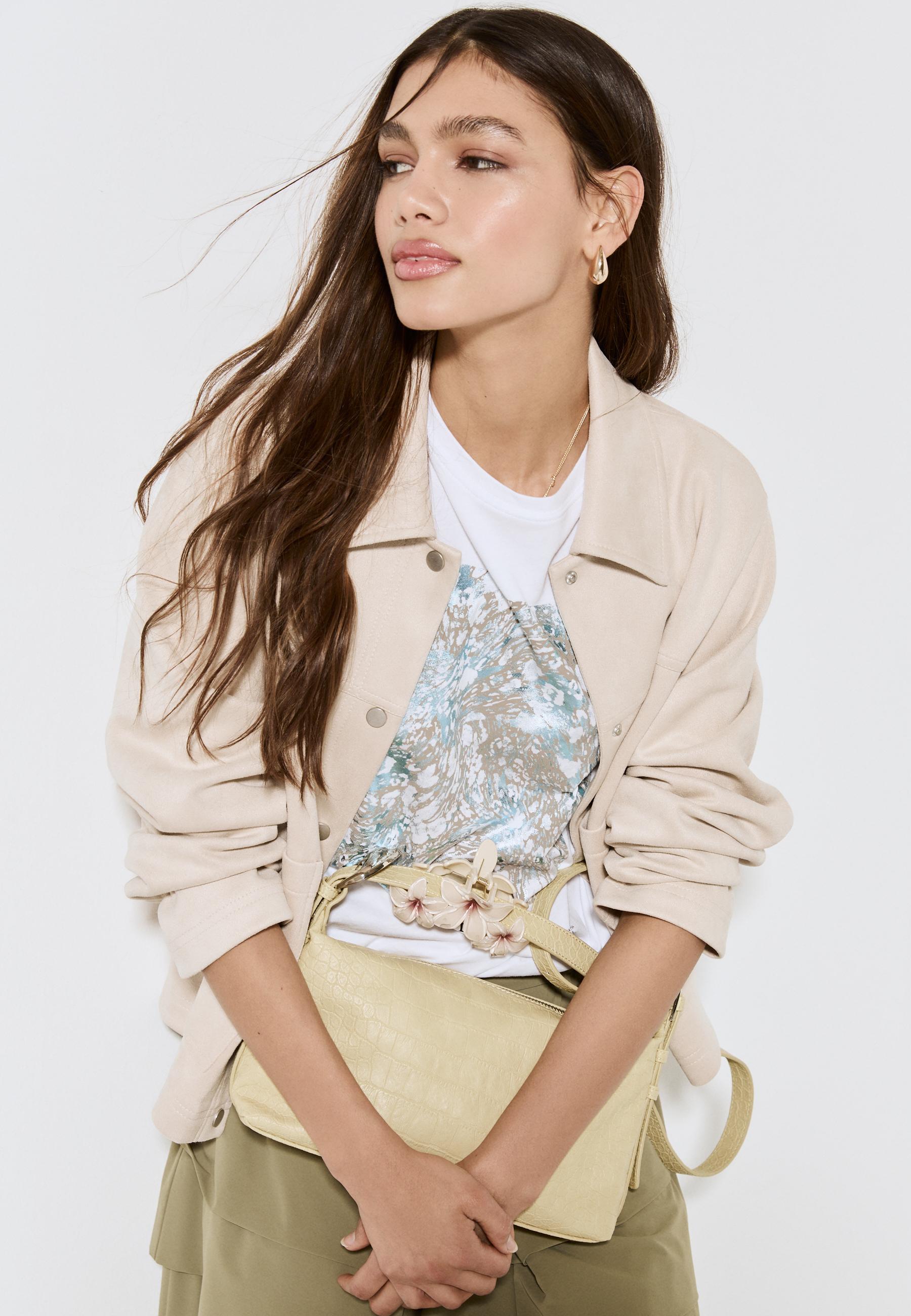 Faux suede jacket — Ecru