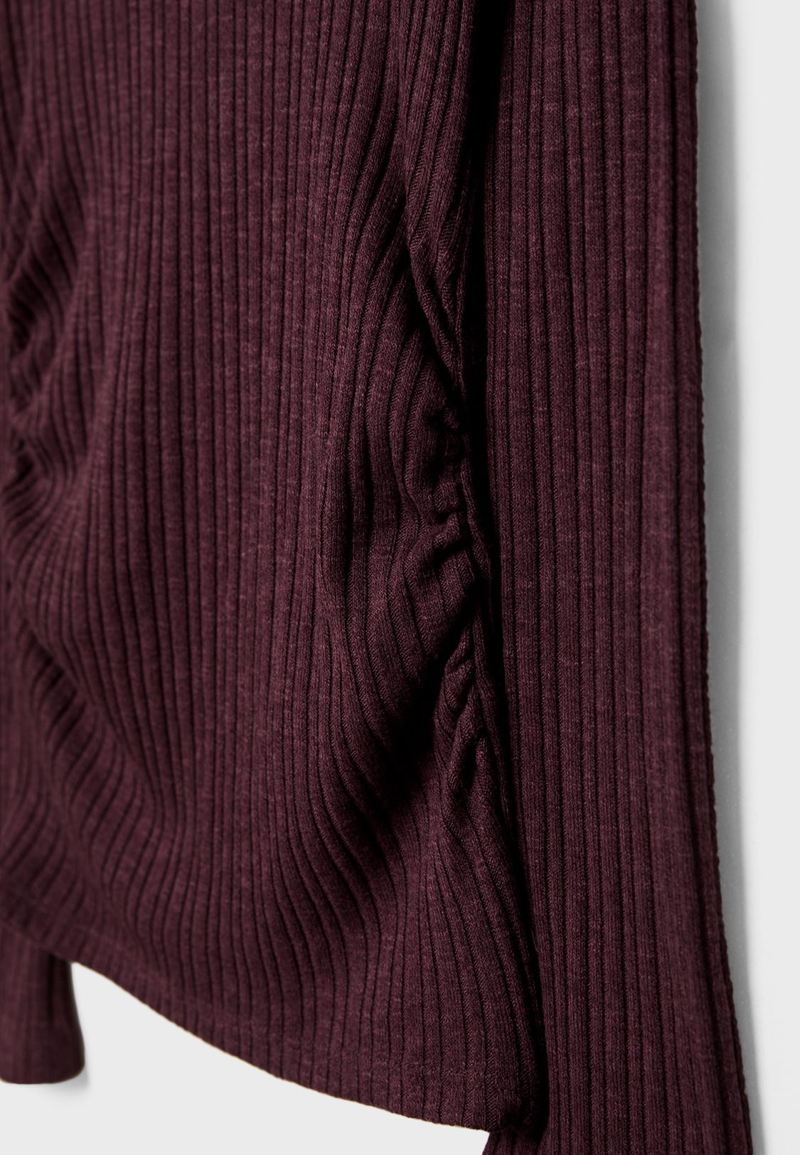 Off-the-shoulder gathered knit top Women's fashion