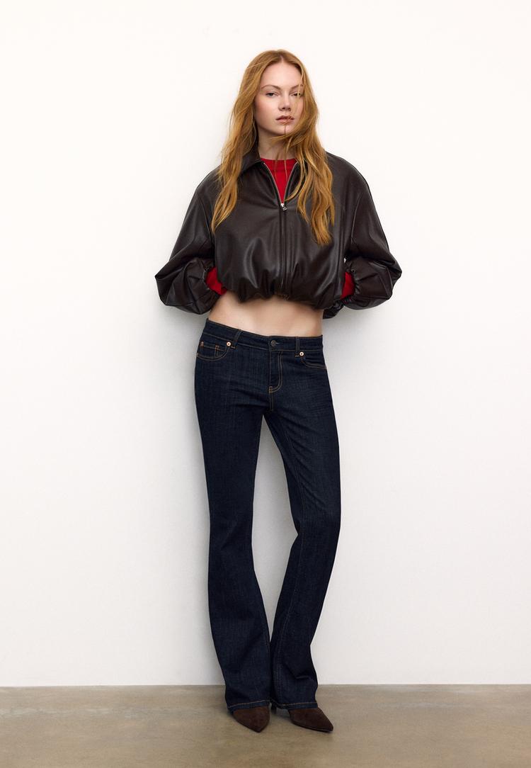 gewatteerd bomberjack met leereffect