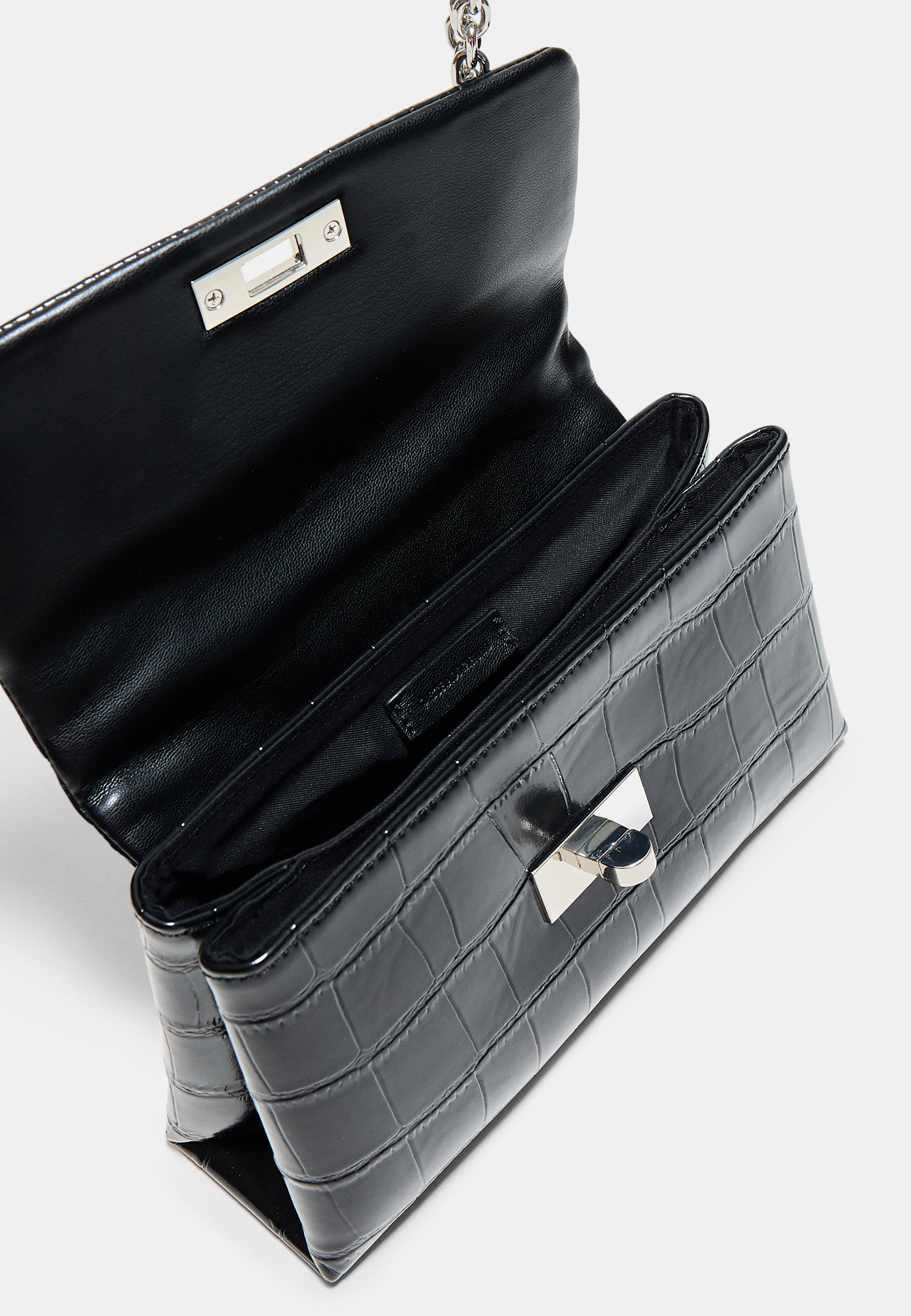 Rigid coconut effect crossbody bag — Black