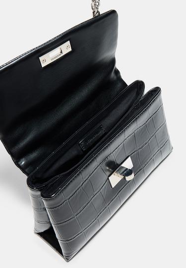Rigid coconut-effect crossbody bag — Black 5