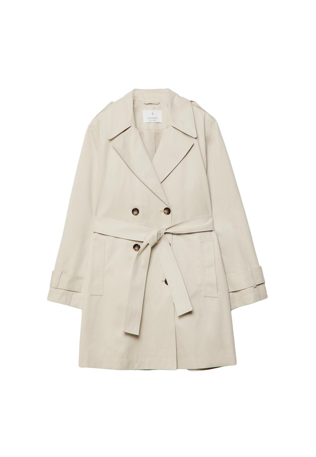Basic regular fit trench coat with belt