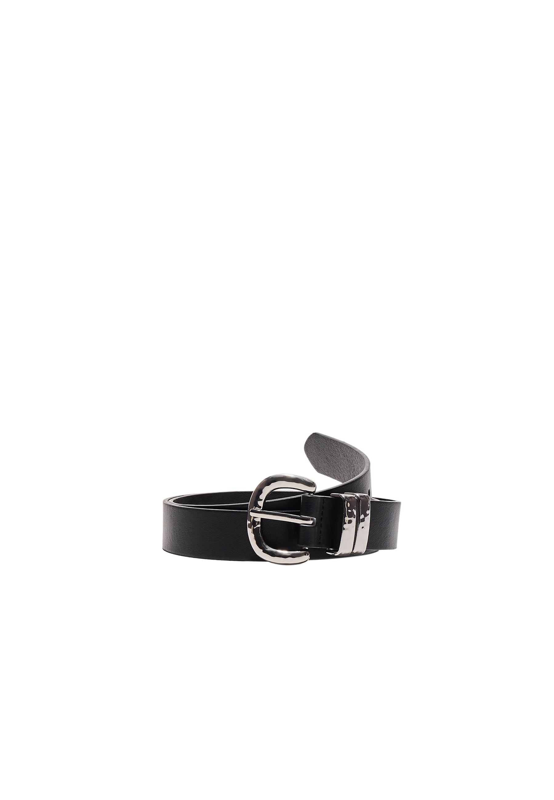 BASIC BELT WITH HAMMERED BUCKLE — Black