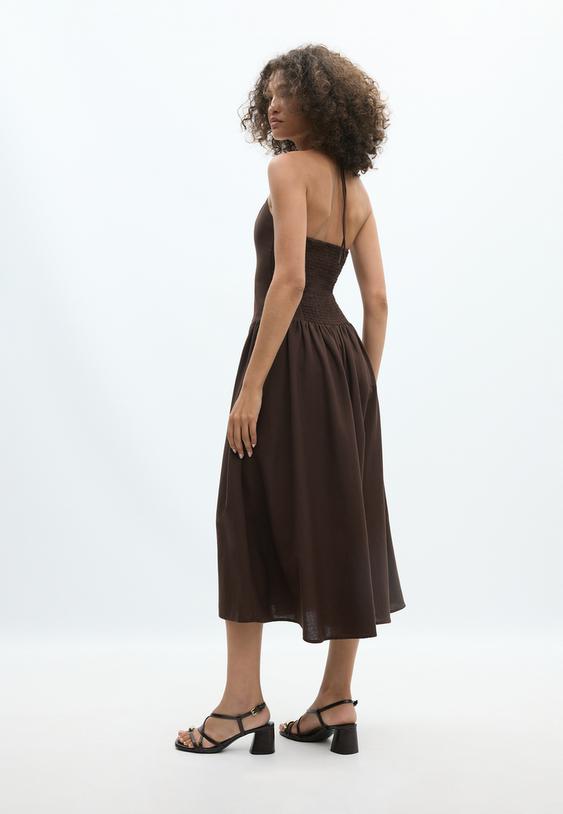 vestido midi halter detalle abalorios