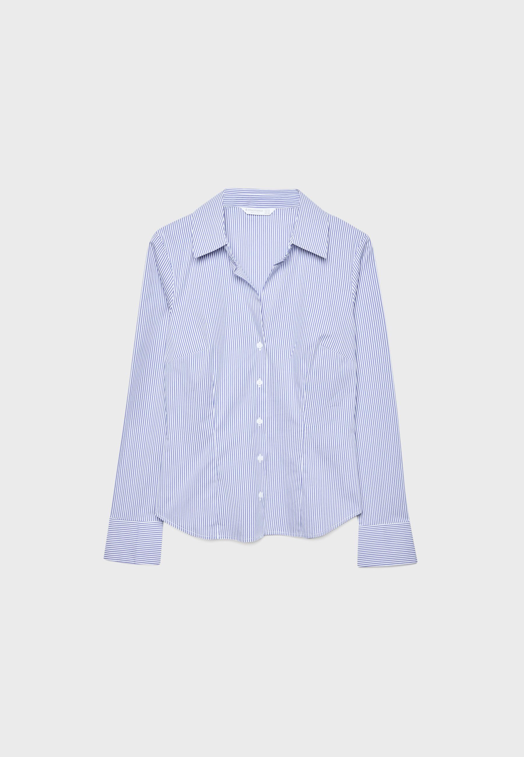 Basic, fitted çizgili gömlek - Görsel 6