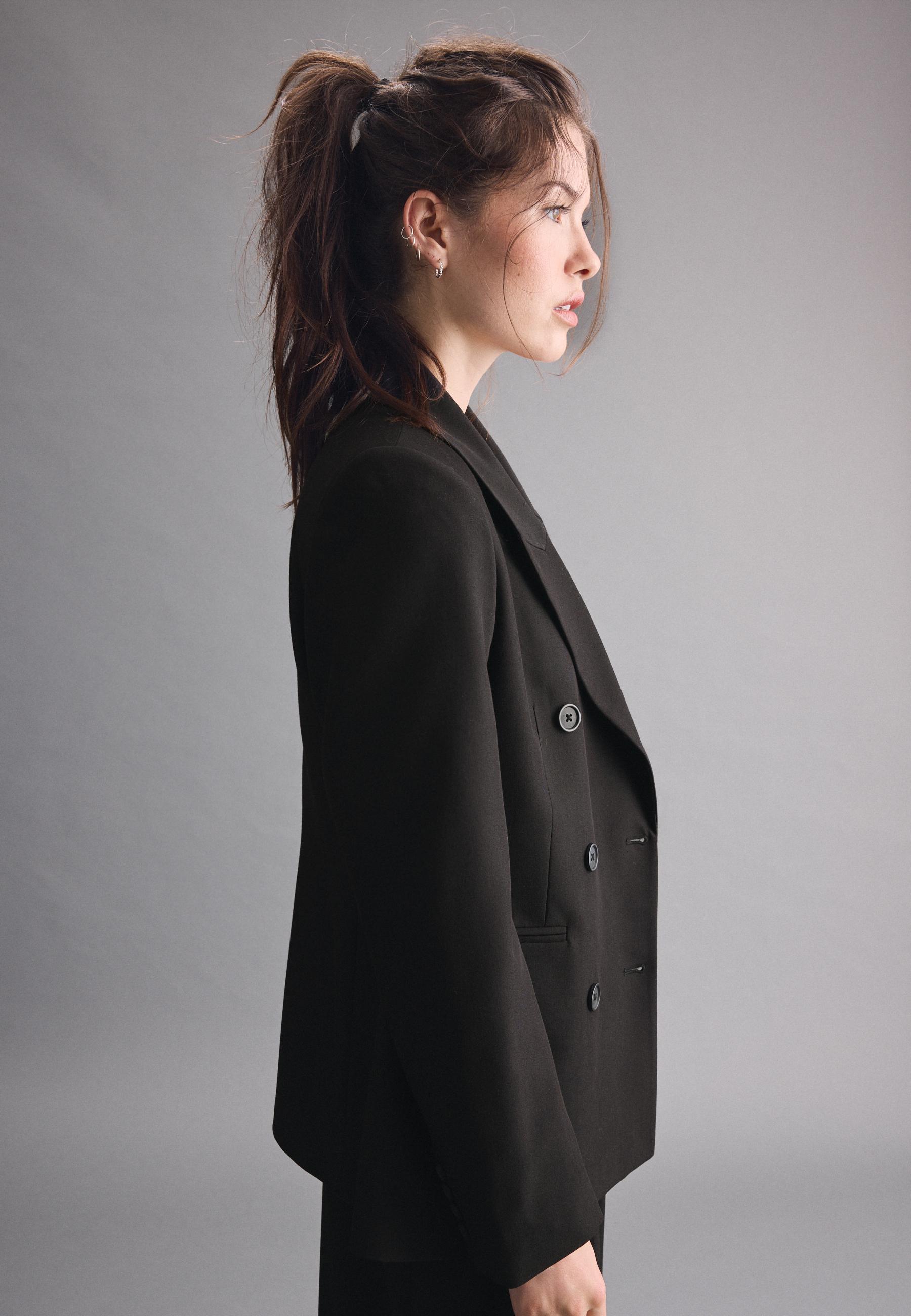 Fitted blazer with buttons — Black