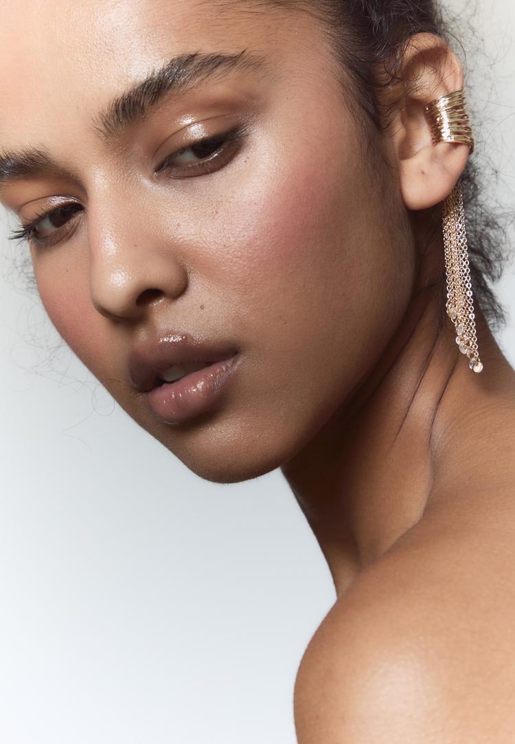 ear cuff cadena y brillos